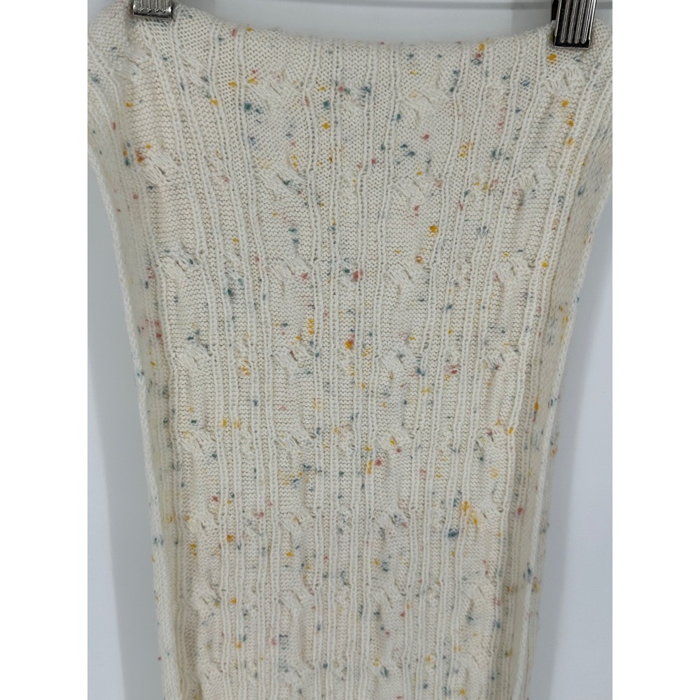 Talbots Beige Confetti Speckled Cable Knit Rectangle 74x10 Scarf S2
